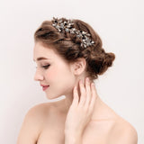 Vintage bronze hair comb, fresh water pearl,dark gold leaves, boho Bridal Headpiece,  Bridal Headpiece for Wedding