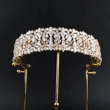 luxury-zircon-bridal-headband rhinestone headband luxury headband, royal hairpiece for wedding, royal wedding, gold