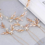 rose gold leaf bridal hair vine and hair pins for bride, bride bridesmaid wedding hairpiece,