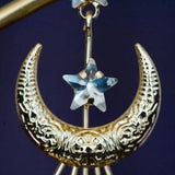 celestial star earrings for boho wedding elopement shoot, boho bridal earrings, moon and star celestial earrings, symbolic