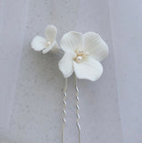 clay flower hair pins bridal hair pins for bridesmaids elegant hairpiece  white hair pins