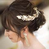 Blush pink rose gold wedding hair vine- hair accessories-Bridal hair accessories-Blush pink hair pieces-Rose gold bridal head pieces