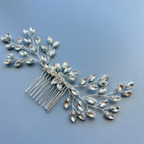 Silver Crystal Rhinestone Leaf Hair Comb, Bridal Headpiece, Leaf hair comb, Bridal Headpiece for Wedding