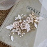 rose gold hair comb boho hairpiece weding bride hair accessory