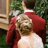 C189. white clay floras hair comb hair pins for wedding brides bridesmaids