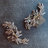 C110. Boho bridal rose gold leaf hair vine, crystal hairpins, hair comb