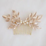 Rose gold blush pink leaves Hairpiece, Simple Bridal hair comb Headpiece, hair comb, Headpiece for Wedding