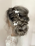 boho bridal hair comb clay flower with blush leaves light silver hair comb hair pins for bridesmaids