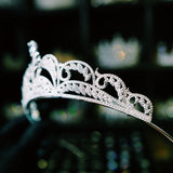 bridal tiara zircon crown, princess bridal wedding tiara crown, bridal headpiece, bridal tiara, princess crown