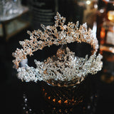 Elegant Zirconia Crystal Tiara for Wedding - Zirconia & Crystal Beads Crown for Weddings & Special Occasions (Silver/Rose Gold)