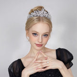 Elegant Zirconia Crystal Tiara for Wedding - Zirconia & Crystal Beads Crown for Weddings & Special Occasions (Silver/Rose Gold)