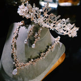 Elegant Zirconia Crystal Tiara for Wedding jewelry set- Zirconia & Crystal Beads Crown for Weddings & Special Occasions (Silver/Rose Gold)