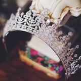 baroque bridal crown, elegant wedding tiara, royal tiara replica, royal queen crown, bridal tiara. zircon tiara.