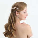 wedding rose gold hair vine for bride, beautiful freshwater hair accessories