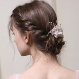 Blush Hairpiece,  pink chiffon flowers hair comb, rose gold floras Bridal hairpiece, Blush Organza Flower Hair Comb, Bridal headpiece