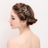 Vintage bronze hair comb, fresh water pearl， dark gold leaves, boho Bridal Headpiece, , Bridal Headpiece for Wedding