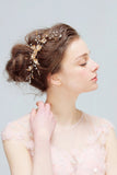 boho gold bridal hair accessory hair comb, flora hair comb, boho side comb, Bridal Headpiece for Wedding