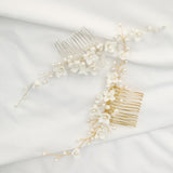 C142. ivory clay flower hair comb for bride, available in silver and gold.