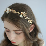 gold romantic white flowery bridal hairpiece hair vine for weddings, flower hairpiece headband, light gold floras hari vine, bridal hair accessories
