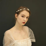boho clay floras bridal hairpiece for weddings, daisy flower hairpiece headband, white floras hair vine