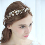 V137. Gold Bridal Pearl Rhinestone Hair Vine,  boho hairpiece for wedding