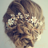chrysanthemum hairpins set boho clay floras bridal hairpiece for weddings, daisy flower hairpiece , white floras hair vine
