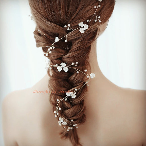 extra long boho Hair Vine, Wedding bridal pearl Hair Vine, bridal hair vine Decoration, Wedding bridal Headpiece