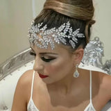 silver swarovski rhinestone Wedding Headband, Crystal Bridal Headband, Crystal Headband, Leaf Wedding Headband, Royal Wedding Headband, Bridal Headband