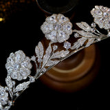 The Strathmore Rose Tiara - Edwardian Crown Replica /1920s Royal Wedding Headpiece Swarovski Flower Crown, Romantic Floral Leaf Tiara Silver, bridal crown, vintage tiara for wedding