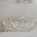 luxury rhinestone crown, bridal wedding tiara crown, bridal headpiece, bridal tiara, princess crown, half round tiara crown, full round tiara crown