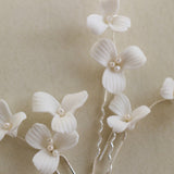 Wedding Clay Flower silver hair Pins Bridal Floral Handmade Clay Hair Clip for bride for bridesmaids