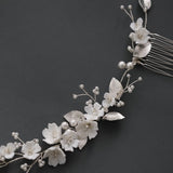 Wedding clay floral headpiece white clay flower Hair Comb hair vine Flower Hairpiece Wedding Headpiece Clay Flower Hair Piece Bridal Hair Accessories
