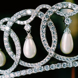 T176. The Grand Duchess Vladimir Tiara Replica, made with rhinestone and pearls.