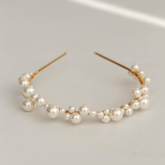 pearl hairpiece headband tiara for bride elegant hairpiece royal bride 