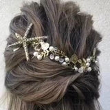 Vintage brass starfish hair vine hair clip, Starfish headpiece Beach wedding hair accessories , Mermaid hairpiece Beach headpiece