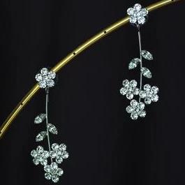 Bridal Swarovski crystal earrings, Long earrings, Crystal linear earrings, Swarovski earrings, Wedding earrings, Rhinestone leaf earrings,prom earrings