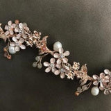wedding rose gold hair vine for bride, beautiful freshwater hair accessories