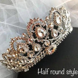 luxury rhinestone crown, bridal wedding tiara crown, bridal headpiece, bridal tiara, princess crown, half round tiara crown, full round tiara crown