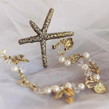Vintage brass starfish hair vine hair clip, Starfish headpiece Beach wedding hair accessories , Mermaid hairpiece Beach headpiece