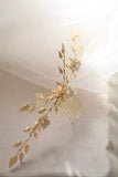 gold bridal back hairpiece, vintage roman headpiece hair comb, boho florets back comb, bride bridesmaid wedding hair comb