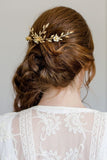 gold bridal back hairpiece, vintage roman headpiece hair comb, boho florets back comb, bride bridesmaid wedding hair comb