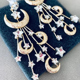 celestial star earrings for boho wedding elopement shoot, boho bridal earrings, moon and star celestial earrings, symbolic