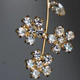Bridal Swarovski crystal earrings, Long earrings, Crystal linear earrings, Swarovski earrings, Wedding earrings, Rhinestone leaf earrings