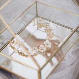 gold bridal hairpiece for weddings, flower hairpiece headband, light gold floras hair vine