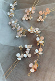 white little flower bridal hairpiece hair vine hair pins, vintage roman headpiece hair vine, boho florets hair vine, bride bridesmaid wedding hair pins