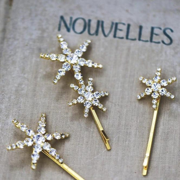 Crystal rhinestone Star celestial Hair Pins hair clips for bridesmaid bride wedding , boho bridal hair pins, gold and silver Crystal star hair accessories