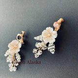 white clay florals boho Bridal earrings Wedding bridal jewelry by Green Alaska