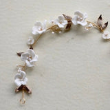 Ivory white clay Flower Hair vine, Clay Floral Hair vine, White Bridal Hair vine, boho hairpiece,  bridesmaid hairpiece