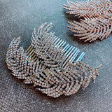 Big silver feather hair comb  hairpiece Wedding hair comb Bridal hairbclip feather 1920's 30's hairpiece