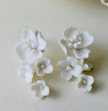 bridal earrings, clay flower earrings. 